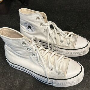 White platform high top converse